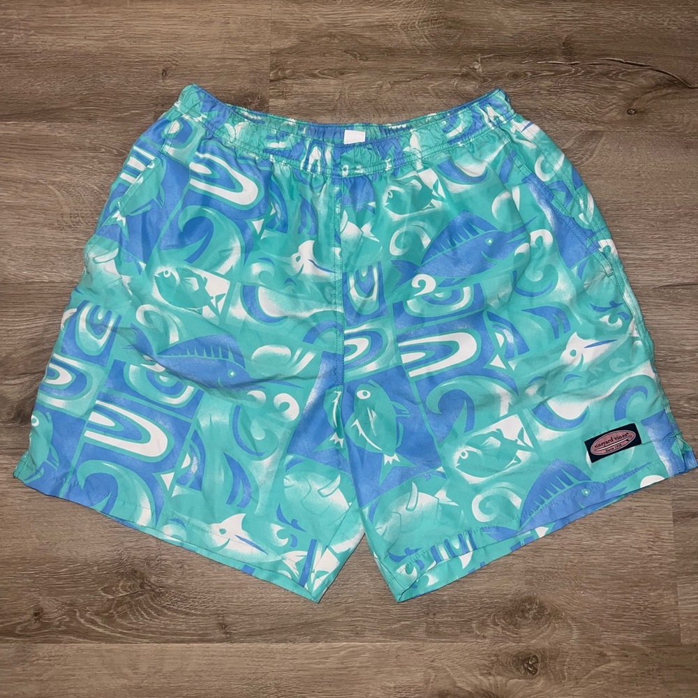 Vineyard Vines Swim Trunks Men’s Fish Print Shorts Drawstring Lined Large